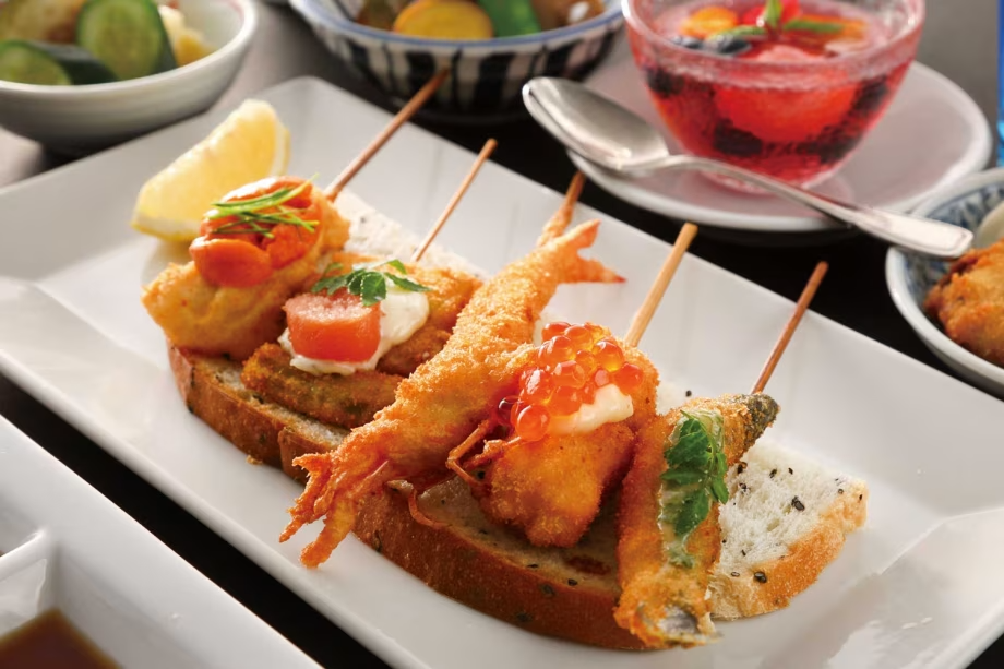 目にも楽しい、季節の食材を贅沢に使用した串揚げコースです 目にも楽しい、季節の食材を贅沢に使用した串揚げコースです