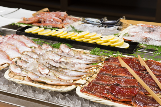 朝食ブッフェ干物