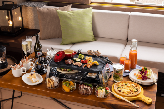 Koyu, a guest room with a special open-air bath Enjoy Omi beef shabu-shabu in a private room Breakfast is a Veranda Camping Breakfast