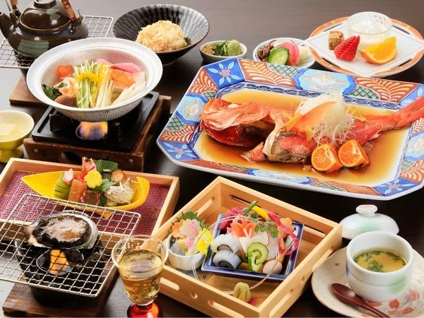 【スタンダード料理“花車の膳”】金目鯛&アワビ踊り焼き☆※金目鯛は2名様に1尾 【スタンダード料理“花車の膳”】金目鯛&アワビ踊り焼き☆※金目鯛は2名様に1尾