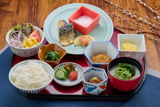 ボリューム満点！番匠亭の和朝食。
洋朝食ともに大変ご好評いただいております！