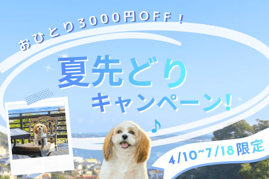 【夏先どりキャンペーン】期間限定｜ひとり3,000円OFF！～海辺の避暑地でのんびり愛犬旅～＜素泊まり＞