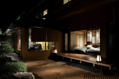 枯山水の向こうには間人の幻想的な海が広がる