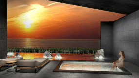 湯船に浸かりながら、眼下に広がる美しい海の絶景をご堪能ください。
水平線にゆっくりと沈みゆく夕日が、心と体を深く癒やしてくれます。