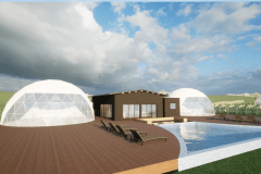 ツイン・ドーム＜Twin Dome＞-10ｍドームテント2棟・プール・プライベートサウナ-