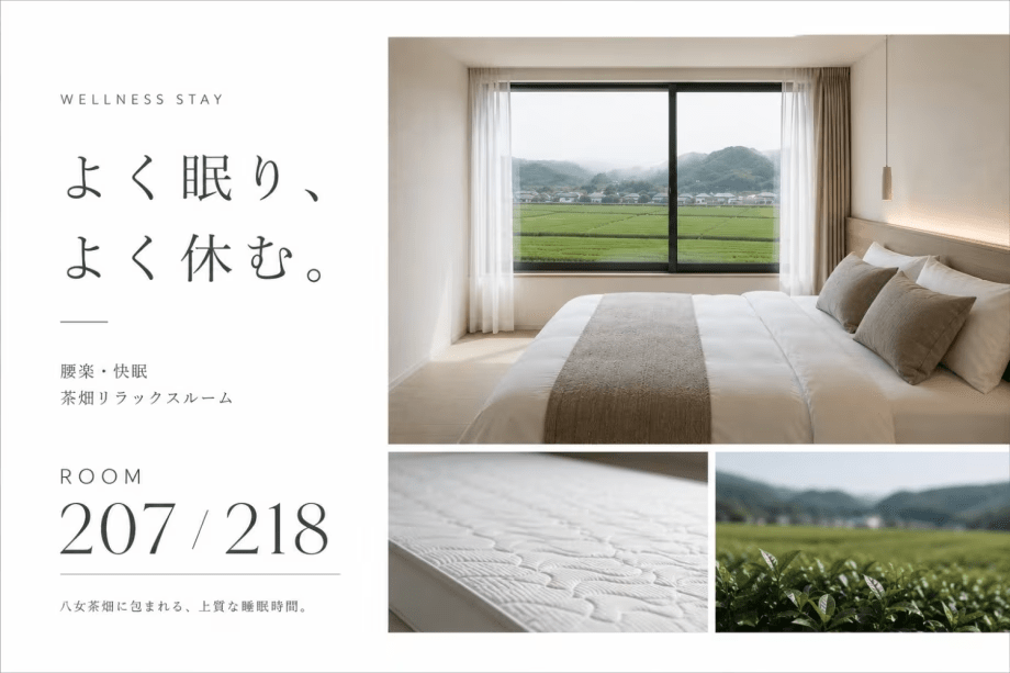 【Room 207or218】リラックスルーム＜NELLマットレス＞／腰楽快眠／朝食付き／無料駐車場／人工ラドン温泉