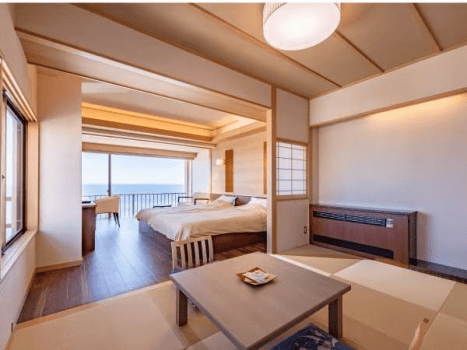 모퉁이방 ■일본식 반노천탕이 있는 객실 오션뷰