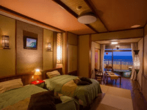 海景亞洲雙床房，附露天溫泉浴池