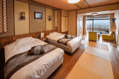 海景亞洲雙床房，附露天溫泉浴池