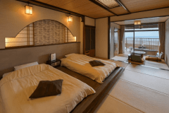 海景現代日式雙床房，附露天溫泉浴池