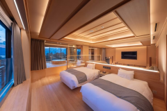 海側ロイヤルスイートツイン半露天風呂・サウナ付【仙山】