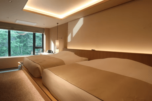 【温泉付洋室】間取りはベッドルーム+客室温泉。最大3名様までご利用いただけます。