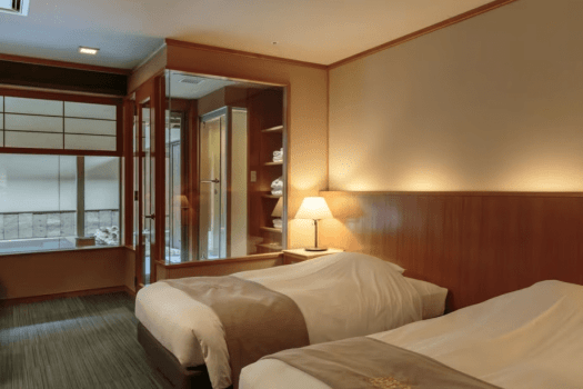 [Twin room with open-air bath, 30 square meters (mountain side)] Can accommodate up to 2 people.