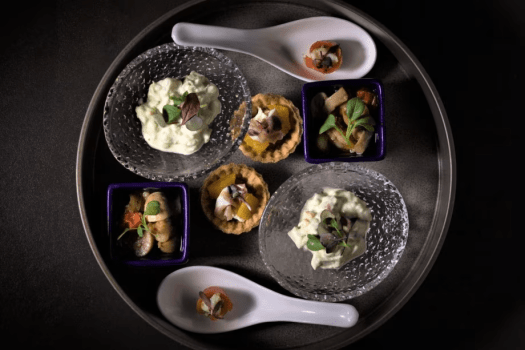 【翠巌本館／夕食一例】定山渓精肉店厳選の「創作しゃぶしゃぶセット」＜前菜と季節野菜＞