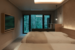 【翠巌別館／展望風呂付洋室（1階）】客室は全室が山側。お部屋にいながらにして自然と一体にあるよう設計しました。