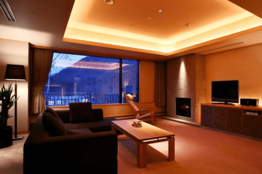 [Suite 10 sqm / Living space] Floor plan / Private elevator + 2 twin rooms + 34 sqm living room + sauna + indoor marble hot spring bath