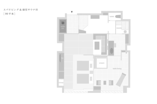 [90 square meters with spa living room and sauna] Floor plan