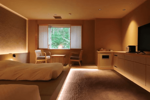 [Example of a Western-style room with a panoramic bath (60 square meters)] Relax and unwind in this room with a panoramic bath with natural hot spring water and a twin bedroom.