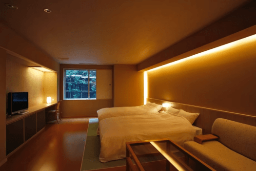 [Example of a twin room with a cypress bath (45 square meters)] Total of 6 rooms / Can accommodate up to 2 people