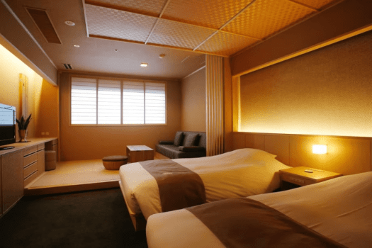 【展望風呂付洋室（45平米）一例】間取り／展望風呂、ベッドルーム