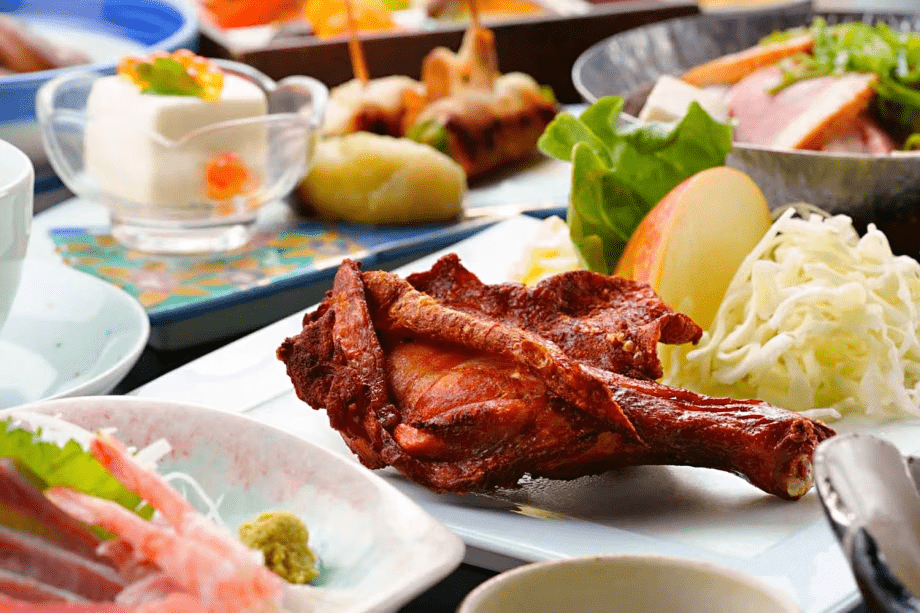 Basicプランのご夕食一例。夕食は会席料理をお出ししています。