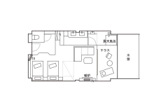 ＜SPA&SUITE棟2階＞温泉露天テラス　ツインA