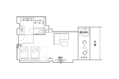 ＜SPA&SUITE棟1階＞温泉露天テラス　ツインC