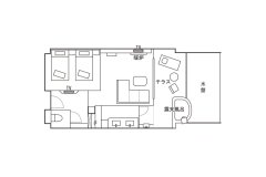 ＜SPA&SUITE棟2階＞温泉露天テラス　ツインB