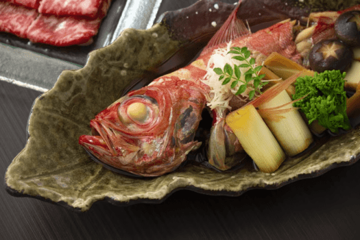 【厳選素材】～静岡県産あしたか牛と白糸ポークのしゃぶしゃぶコース(金目鯛の姿煮付)