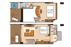 ＜離れ＞温泉露天付ヴィラスイート　メゾネット洋室（川沿い）