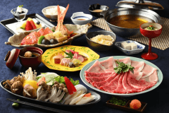 【厳選素材】～静岡県産あしたか牛と白糸ポークのしゃぶしゃぶコース(金目鯛の姿煮付)