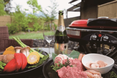 大分和牛や大分県産肉厚どんこ椎茸が楽しめるBBQコース（一例）