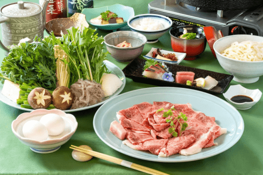 【強羅荘】お食事｜大人夕食　すき焼き（イメージ）※２人前からご注文承ります