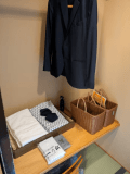 A private dressing space for preparing before your bath, complete with yukata robes, towels, and bath baskets.