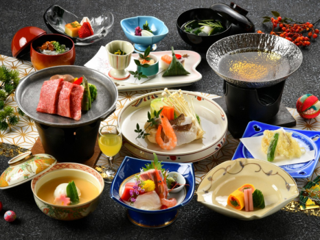 季節の会席料理一例（画像はイメージです。季節や仕入れ等により内容が変更となる場合がございます）