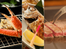 選べるメインプラン！のどぐろ姿塩焼き、焼き蟹、ステーキからお1人様ずつお選びいただけます。
