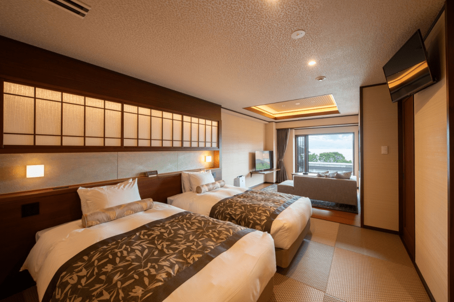 【NEW!】★2024年春リニューアル★自家源泉露天風呂付ツインに泊まる