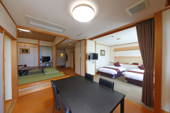 【温泉】露天風呂付バリアフリー和洋室（海に１番近い／和室＋洋間／角部屋／EV近く／３F）