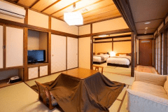 １階 はなれ（８畳和室＋ツインベッドルーム）禁煙
★田中屋一番人気のお部屋　冬はコタツをご用意しています