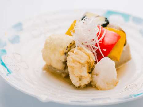 鱧と夏野菜揚げ出し