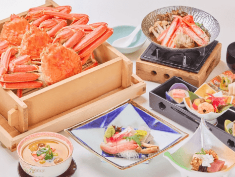 贅沢にお一人様１杯ずつ「茹で姿蟹」付き蟹会席☆かに刺し・かに鍋も堪能！（茹で蟹は3名盛り））