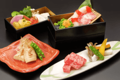 Ａ５認証近江牛と筍のＷステーキ、金目鯛の春香鍋　春会席～美麗～（イメージ）