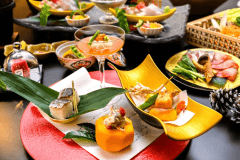 Ａ５認証近江牛など選りすぐり食材を愉しむ　季節会席～叡智～（秋のイメージ）※造りと鍋野菜は２人前です