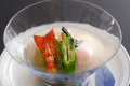 先付　冷し茄子　オクラの冷し胡麻柚子餡かけ