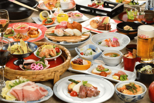 A wide variety of Japanese and local Aomori dishes in our buffet.
