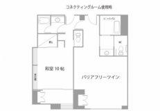 和室とバリアフリーツインのコネクティングルーム　部屋間取図
