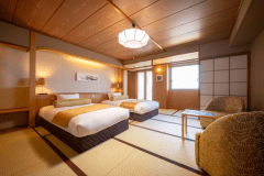 【海側和室】プレミアムコネクティングルーム。2024年4月にリニューアルしたお部屋です。