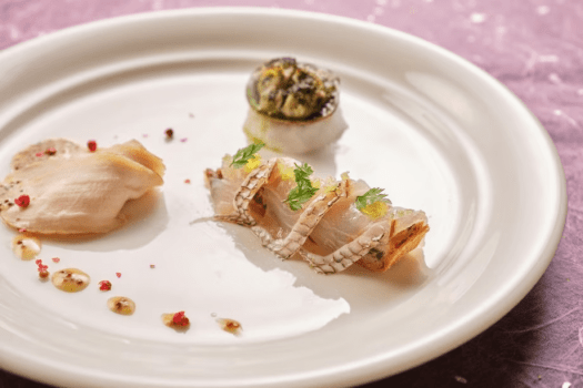 【オードブル】九石大敷の旬魚と根菜のキッシュやしまんとターキーのローストなど土佐の冬を堪能。