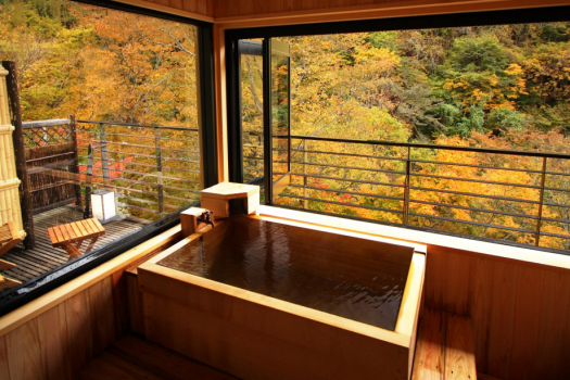 【藤】紅葉の絶景を露天風呂から楽しめます。