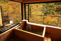 【藤】紅葉の絶景を露天風呂から楽しめます。 【藤】紅葉の絶景を露天風呂から楽しめます。
